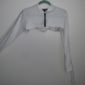 White Contrast Stitch Crop Jacket